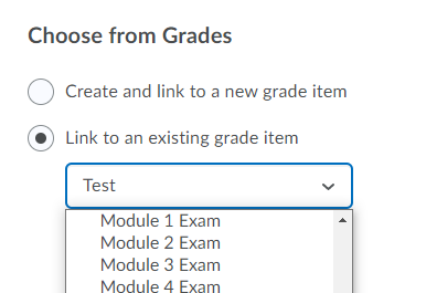Example image of Linking to an existing grade item